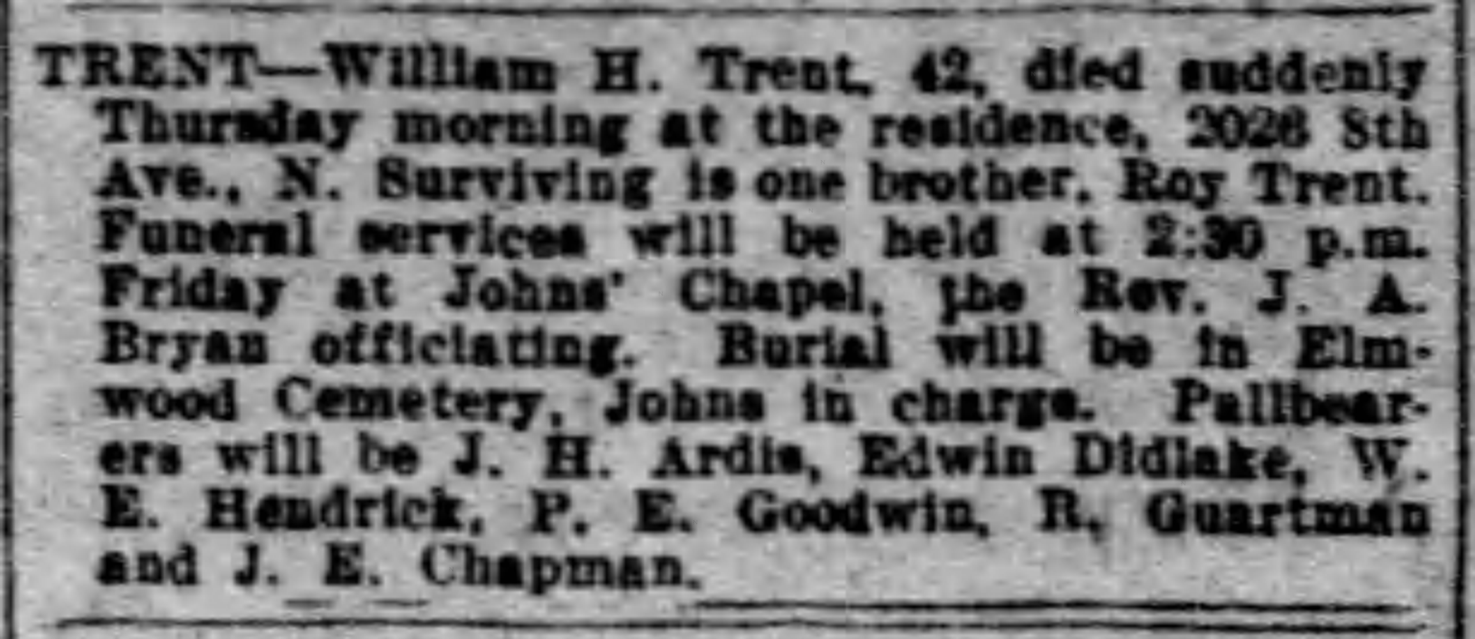 William H. Trent obituary